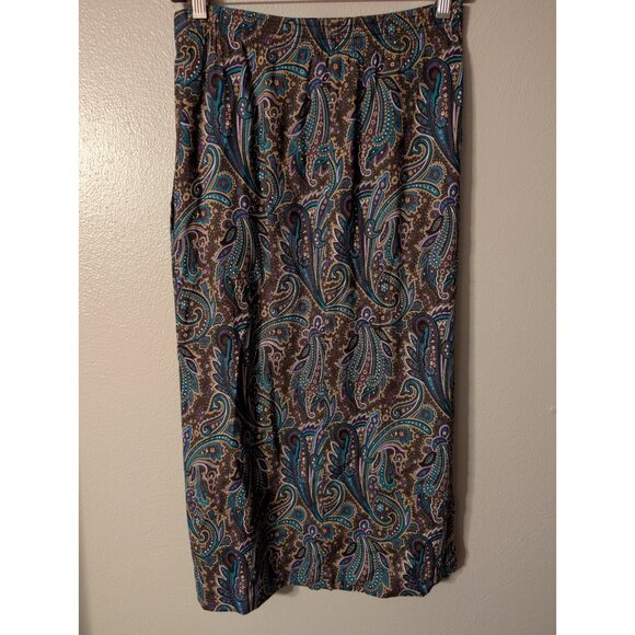 Vintage Laura Jean Paisley Skirt Size 10 Rayon Midi Boho 80s 90s Made in USA - Picture 3 of 7